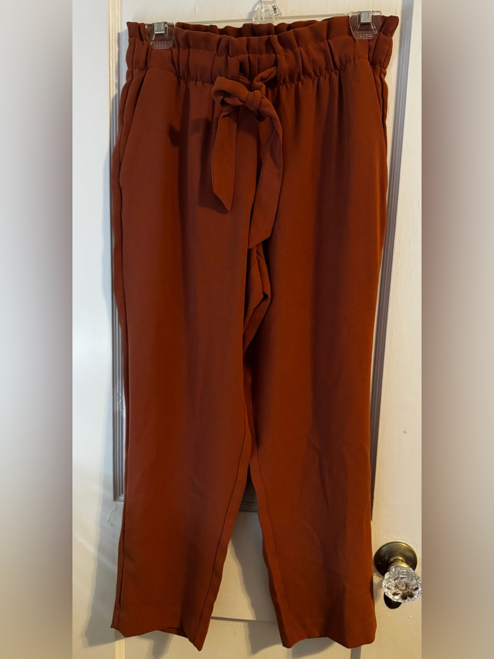 LOFT Wide Leg Paperbag Pants in Rust Brown